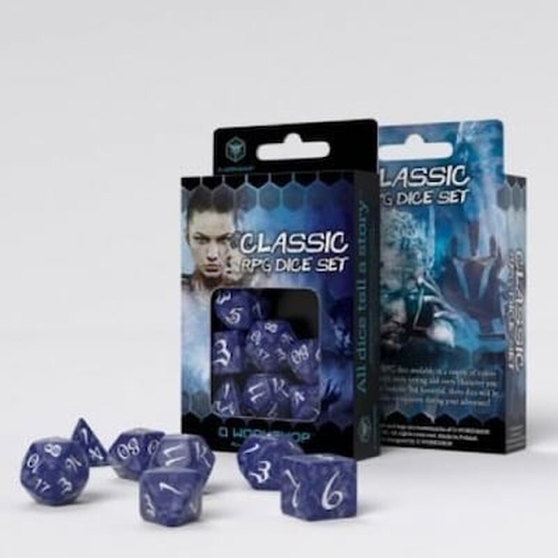 Q-Workshop Σετ Ζάρια – Classic Rpg Dice Set – Cobalt and White