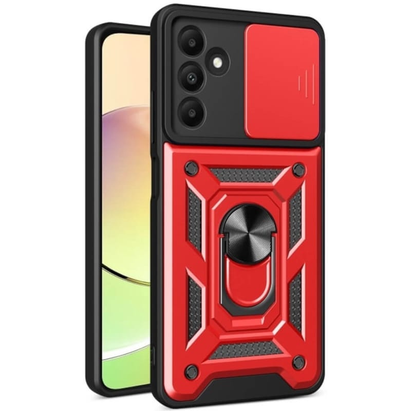 Ανθεκτική Θήκη Με Κάλυμμα Για Την Κάμερα Και Μεταλλικό Ring Holder - Samsung Galaxy A15 - Bodycell Armor Slide - Red (5206015073083)
