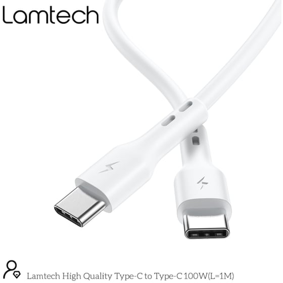 Καλώδιο δεδομένων Lamtech Usb-C σε Usb-C 1m - White image 2