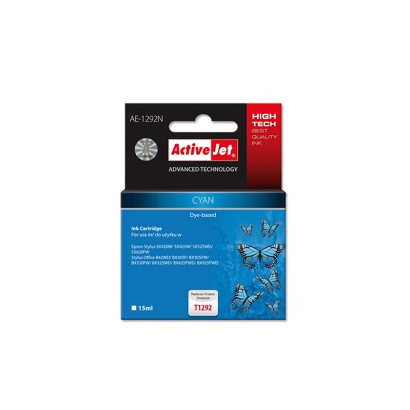 Συμβατό Epson T1292 Κυανό Μελάνι Εκτυπωτή AE-1292N ACTIVEJET