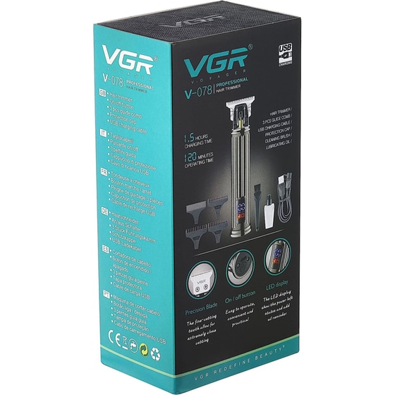 Επαγγελματική Κουρευτική Μηχανή VGR V-078 με 3 Χτενάκια Επαναφορτιζόμενη image 5