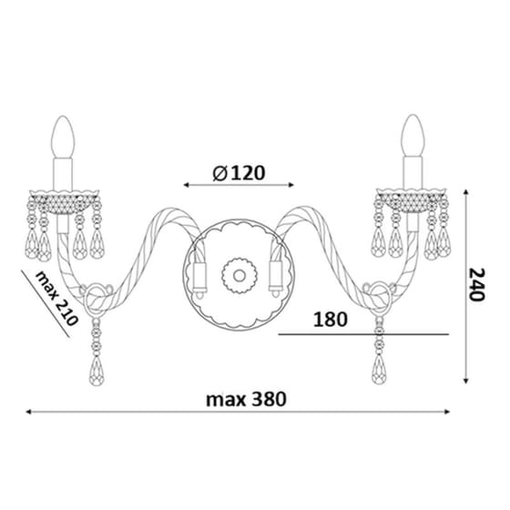 Απλίκα Τοίχου Aca Pegasus Sf63992wb Μεταλλική 38x21x24 cm - Μαύρη/Ασημί image 1
