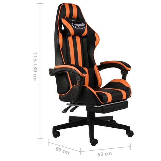 Gaming Καρέκλα VidaXL Racing με Υποπόδιο από Τεχνητό Δέρμα - Μαύρη/Πορτοκαλί image 5
