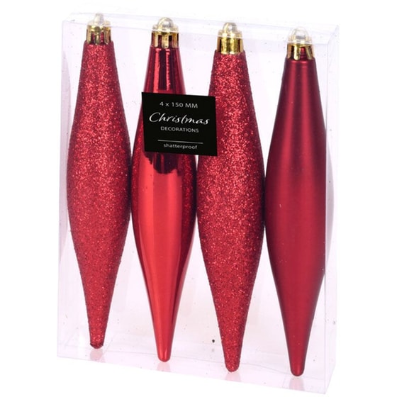 Σετ Χριστουγεννιάτικα Στολίδια Spitishop K-m Red Can210420 Πλαστικό 4 Τμχ - Ρόμβος image 0