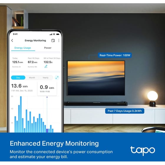 Έξυπνη πρίζα ρεύματος TP-Link Tapo P110M με Wi-Fi, Bluetooth, 3680W image 3