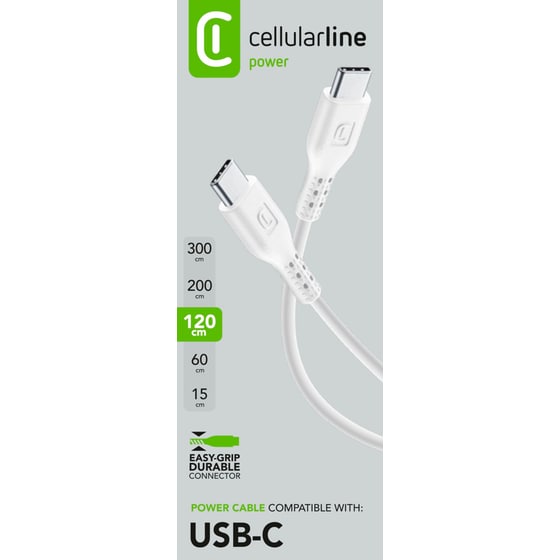 Καλώδιο δεδομένων Cellular Line Usb-C to Usb-C 1.2m - White image 2
