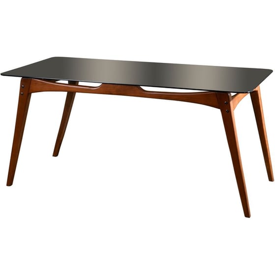 Τραπέζι 24Mall Olio Ορθογώνιο από Ξύλο/Γυαλί 160x80x75 cm - Καρυδί image 0