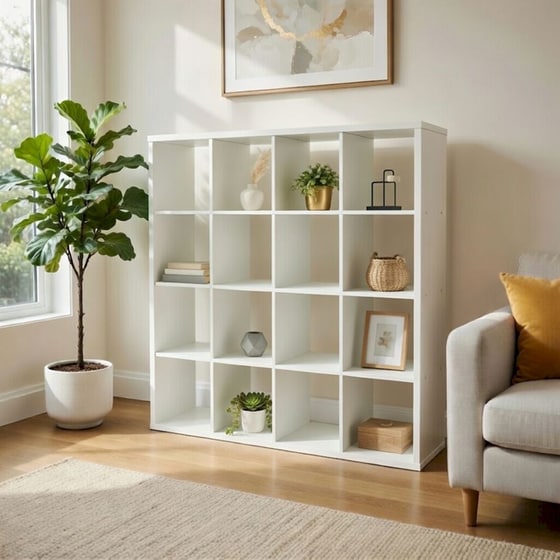 Βιβλιοθήκη Ραφιέρα Επιδαπέδια Kitwood από Μελαμίνη 143x40x144cm - Λευκή image 1