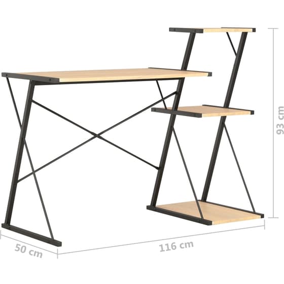 Γραφείο Βιβλιοθήκη VidaXL από Μοριοσανίδα 116x50cm - Δρυς/Μαύρο image 6