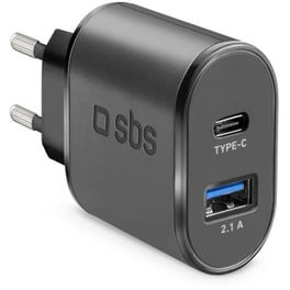 Φορτιστής Πρίζας Sbs 2-port Usb, Usb-C - Black