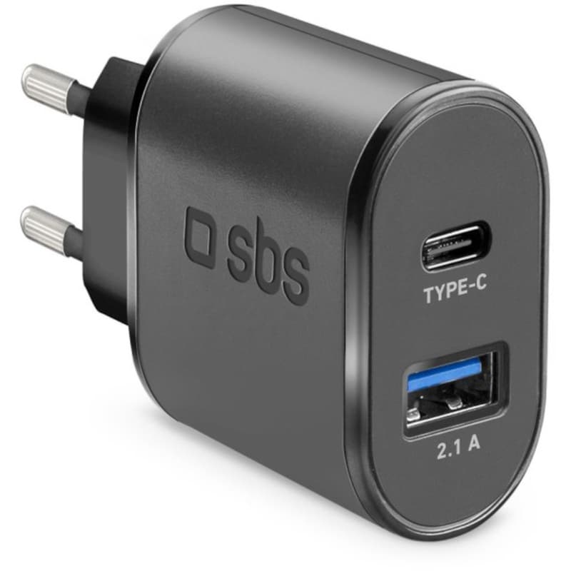 Φορτιστής Πρίζας Sbs 2-port Usb, Usb-C - Black