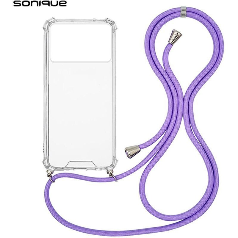 SONIQUE Θήκη Xiaomi Poco X6 Pro 5G - Sonique Armor Σιλικόνης Με Κορδόνι Λιλά - Clear