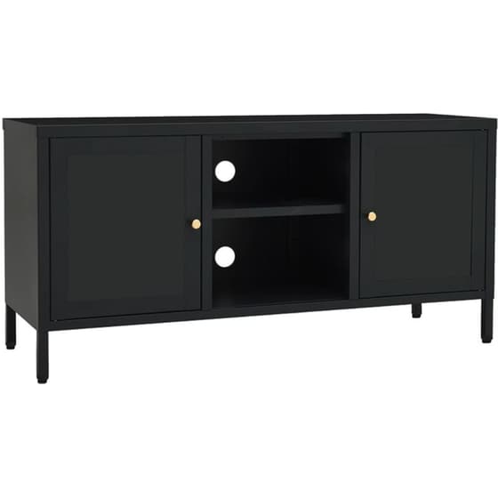 Έπιπλο Τηλεόρασης VidaXL Ατσάλι Και Γυαλί 105x35x52cm - Μαύρο image 0