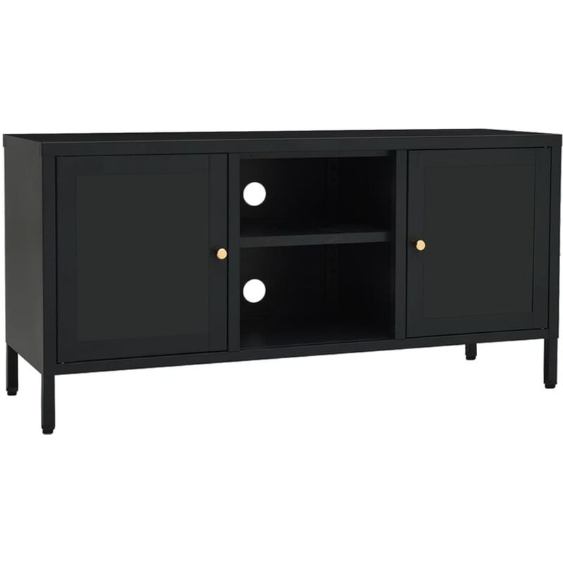 Έπιπλο Τηλεόρασης VidaXL Ατσάλι Και Γυαλί 105x35x52cm - Μαύρο