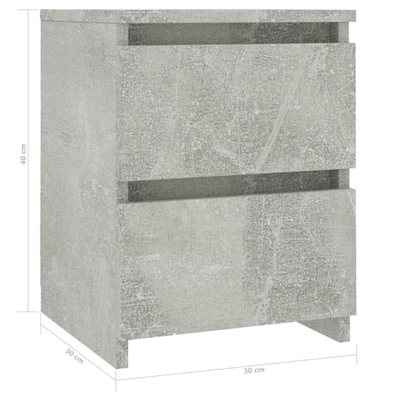 Κομοδίνο Vidaxl Από Μοριοσανίδα 2τμχ 30x30x40 cm - Γκρι Σκυροδέματος image 4