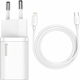 Φορτιστής Πρίζας Baseus Lightning / Cable USB-C 20W - Λευκό