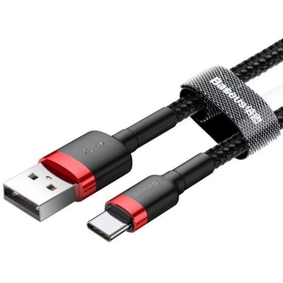 Καλώδιο δεδομένων Baseus Cafule Durable Nylon Braided Usb to Usb-C 2m - Black/Red image 1