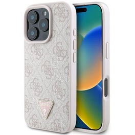 Θήκη Apple iPhone 16 Pro Max Guess Leather 4G Triangle - Ροζ