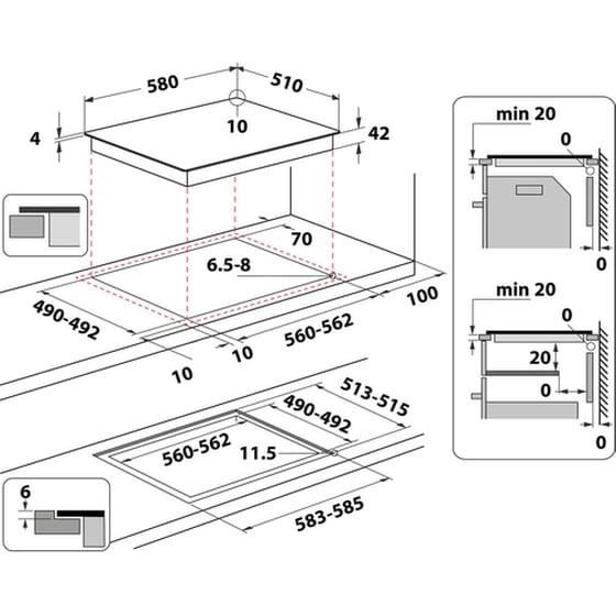INDESIT AAR 160 C 58 cm Μαύρo Εστία Κεραμική Αυτόνομη image 5