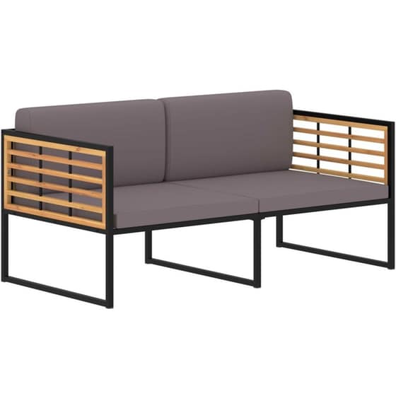 Παγκάκι Κήπου VidaXL Σκούρο με Μαξιλάρια από Μασίφ Ξύλο Ακακίας 136x70x62 cm - Μαύρο/Γκρι image 0