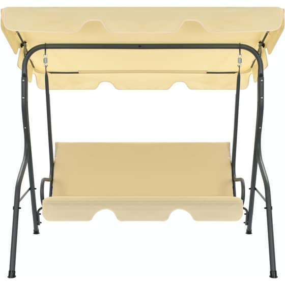 Κούνια Κήπου VidaXL με Σκίαστρο από Χάλυβα 170x110x153 cm - Λευκό Κρεμ image 2