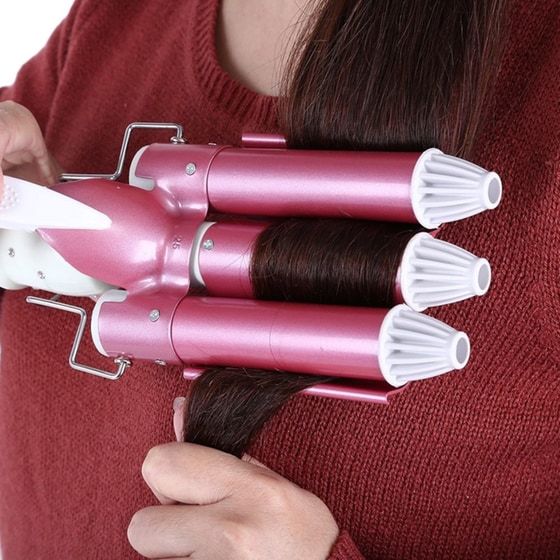 Τριπλό Ψαλίδι Μαλλιών για Mπούκλες KEMEI Ceramic Hair Waver Triple Curler Perm Rolls 25mm image 2