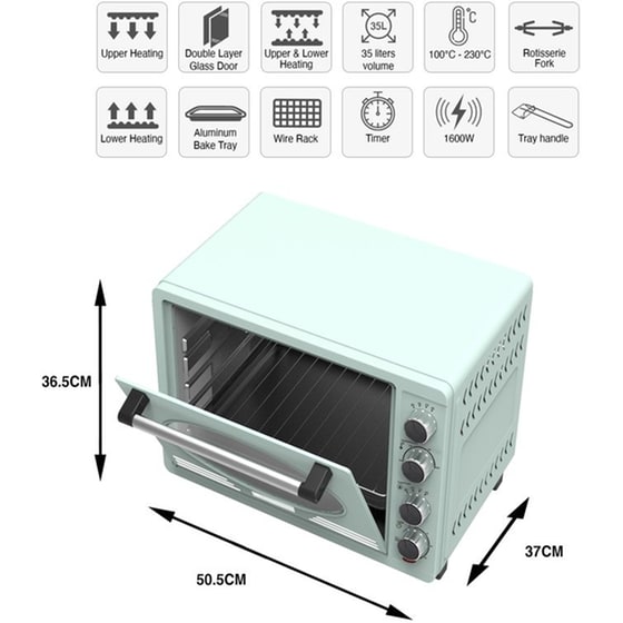 TURBOTRONIC TT-EV35R 35 Lt Κόκκινο Ηλεκτρικό Φουρνάκι image 4