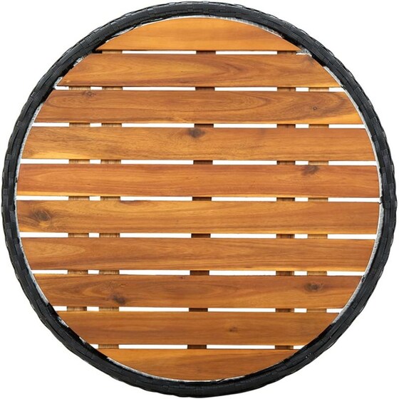 Τραπέζι Εξωτερικού Χώρου Βοηθητικό/Πτυσσόμενο VidaXL από Ρατάν/Ξύλο φ60x75 cm - Μαύρο/Καφέ image 3