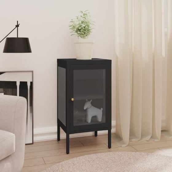 Vidaxl Μπουφές Μαύρος 38 X 35 X 70 Εκ. Ατσάλι Και Γυαλί image 1