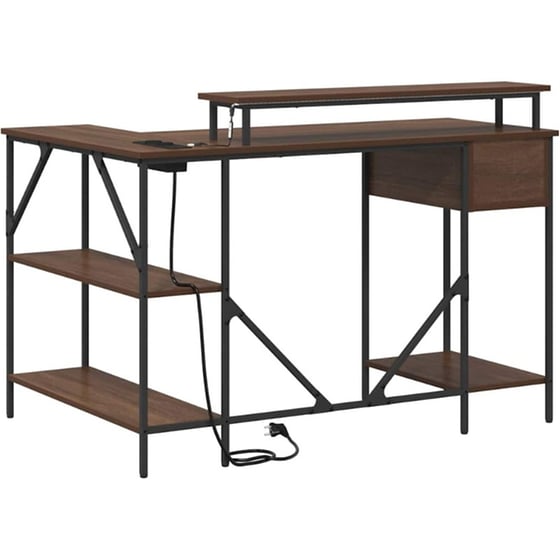 Γραφείο VidaXL από Επεξεργασμένο Ξύλο 120x79x86,5 cm - Καφέ Δρυς image 6