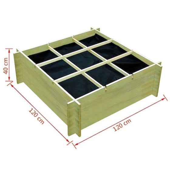 Vidaxl Μποστάνι Λαχανόκηπου 120 X 120 X 40 Εκ. Εμποτισμένο Ξύλο Πεύκου image 2