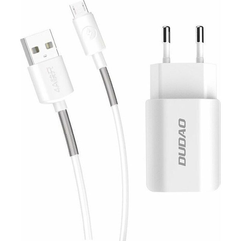 Φορτιστής Πρίζας Dudao A2EU 2x USB/ Καλώδιο Micro-USB – Λευκο