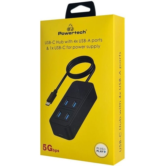 Powertech PTR-0156 USB Hub USB 3.2 με 4 θύρες - Μαύρο image 1