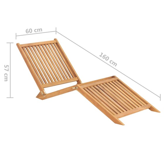 Ξαπλώστρα VidaXL από Μασίφ Ξύλο Teak 60x160x57 cm - Καφέ image 7