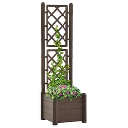 Vidaxl Ζαρντινιέρα Κήπου Με Καφασωτό Μόκα 43x43x142 Εκ. Πολυπροπυλένιο