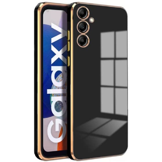 Θήκη Σιλικόνης Samsung Galaxy A14 - Bodycell Gold Plated - Μαύρο image 0