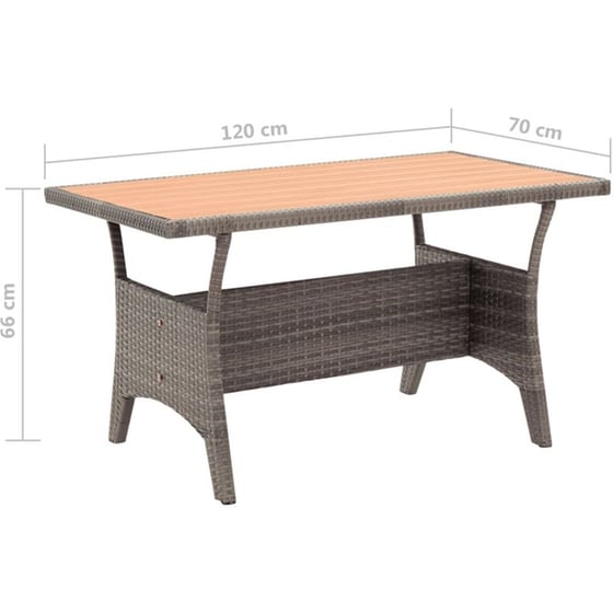 Τραπέζι Εξωτερικού Χώρου VidaXL από Ρατάν 120x70x66cm - Γκρι image 5