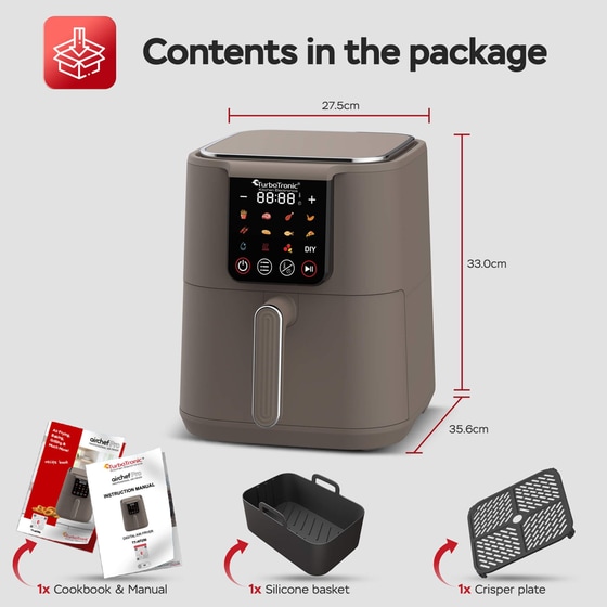 TURBOTRONIC TT-AF250 6 L 1500 W Γκρι Φριτέζα Αέρος image 12