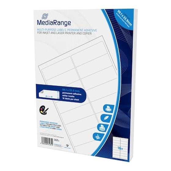 Mediarange Ετικέτες Πολλαπλών Χρήσεων Mrink147, 99.1x33.9mm, 800 τεμάχια 50 φύλλα image 0
