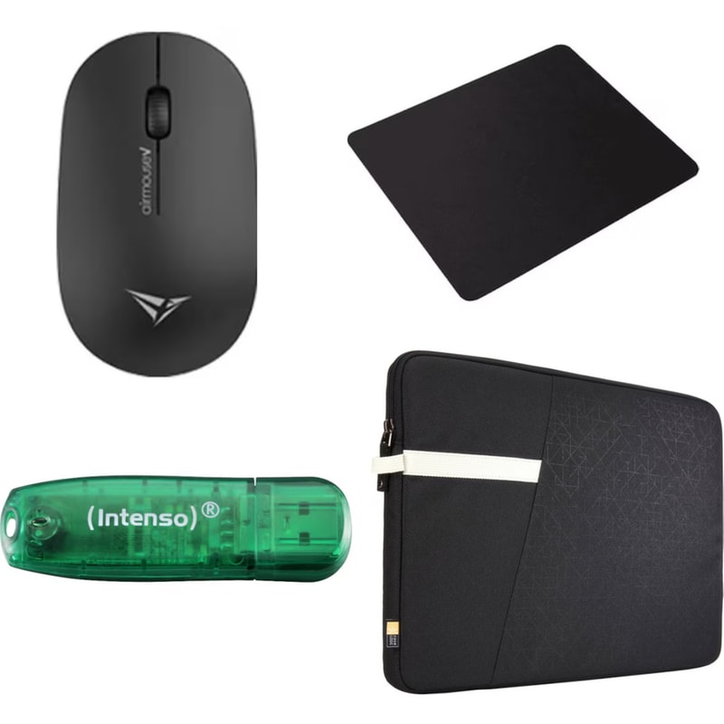 Bundle Laptop Case Logic Ibira IBRS215K 15.6 - Μαύρο + Intenso Rainbow Line 8GB USB 2.0 Stick Πράσινο + Alcatroz Airmouse V Ασύρματο Ποντίκι Μαύρο + NOD Mat Compact Mouse Pad 220mm Μαύρο