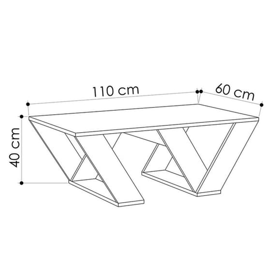 Τραπεζάκι Σαλονιού Pakoworld από Μελαμίνη Pipra 110x40x60cm - Λευκό image 2