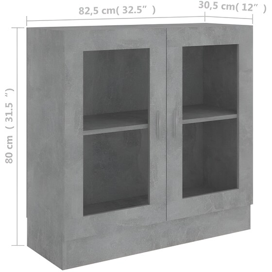 Βιτρίνα VidaXL από Μοριοσανίδα 82.5x30.5x80 cm - Γκρι image 4
