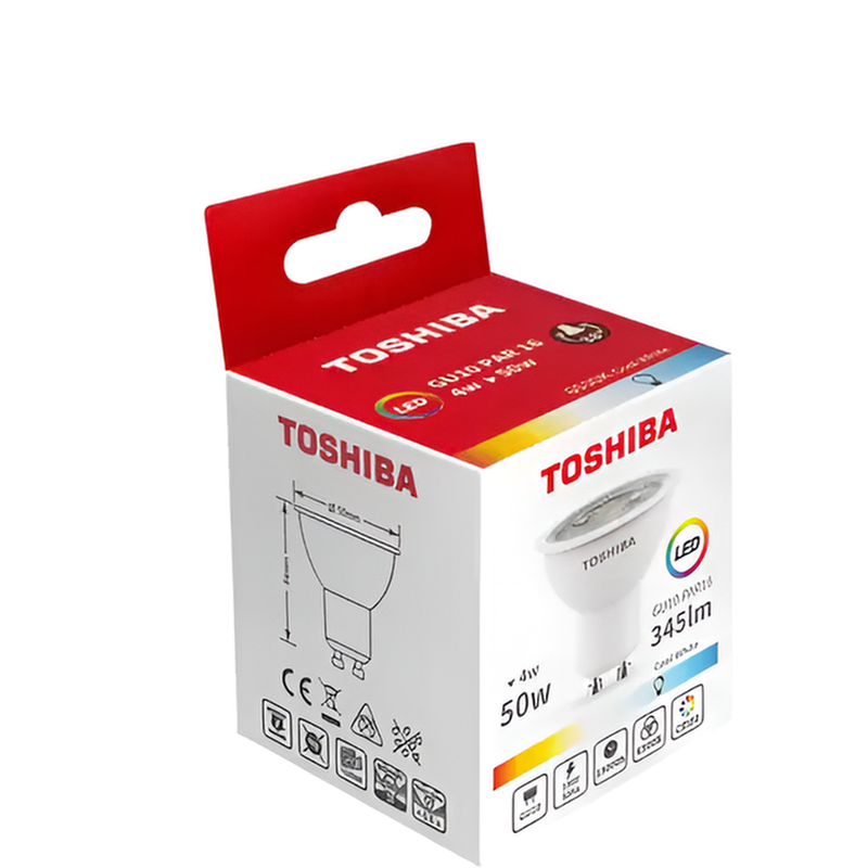 TOSHIBA Λάμπα Σποτ LED Toshiba GU10 4W 6500K - Ψυχρό Λευκό