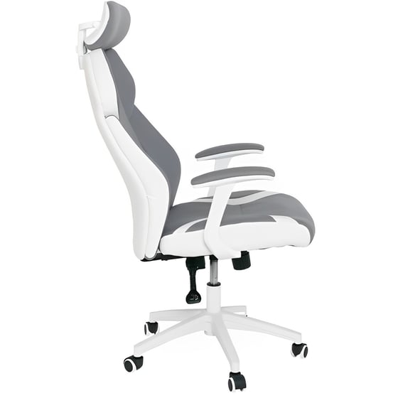 Διευθυντική Καρέκλα Γραφείου 24Mall BF8300 από Τεχνητό Δέρμα - Γκρι / Λευκή image 1