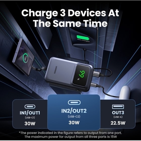 Powerbank Ugreen PB511 10000mAh 30W με Θύρες USB-A/USB-C Power Delivery - Γκρι image 7