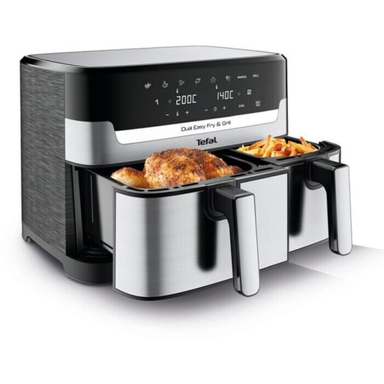 TEFAL EY905D Dual Easy Fry & Grill 2700W 8.3L Ασημί με Διπλό Αποσπώμενο Κάδο Φριτέζα Αέρος image 4