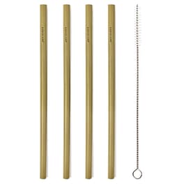 Καλαμάκια Kikkerland Bamboo & Βούρτσακι Καθαρισμού 20.5 cm - Φυσικό