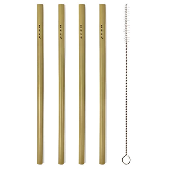 Καλαμάκια Kikkerland Bamboo & Βούρτσακι Καθαρισμού 20.5 cm - Φυσικό image 0