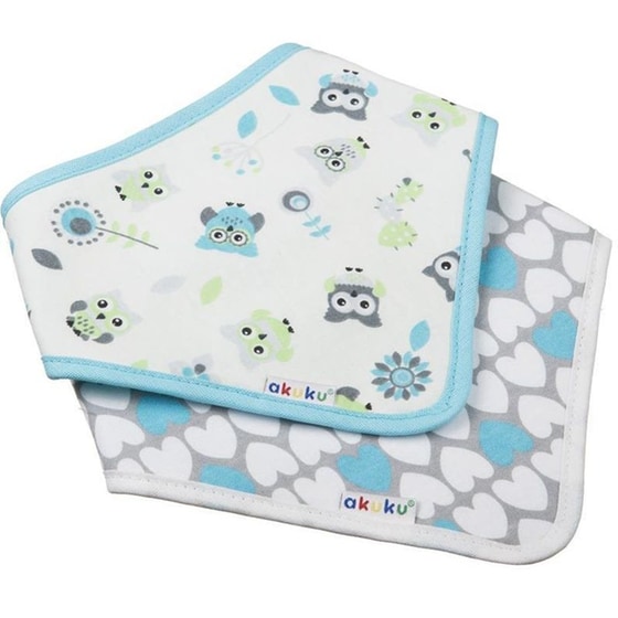 Σαλιάρες-Μπαντάνα Akuku Κουκουβάγια-Καρδιές (2 Τεμάχια) image 0