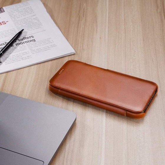 Θήκη Apple iPhone 12 Mini - Icarer Curved Edge Vintage Series - Brown image 5
